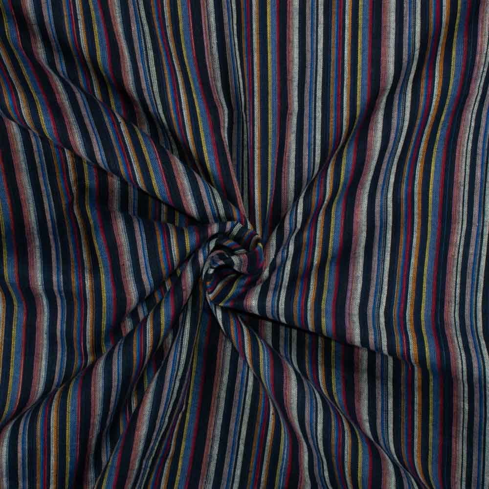 Stripe Multicolor Pure Cotton 100 GSM Handwoven Fabric 06