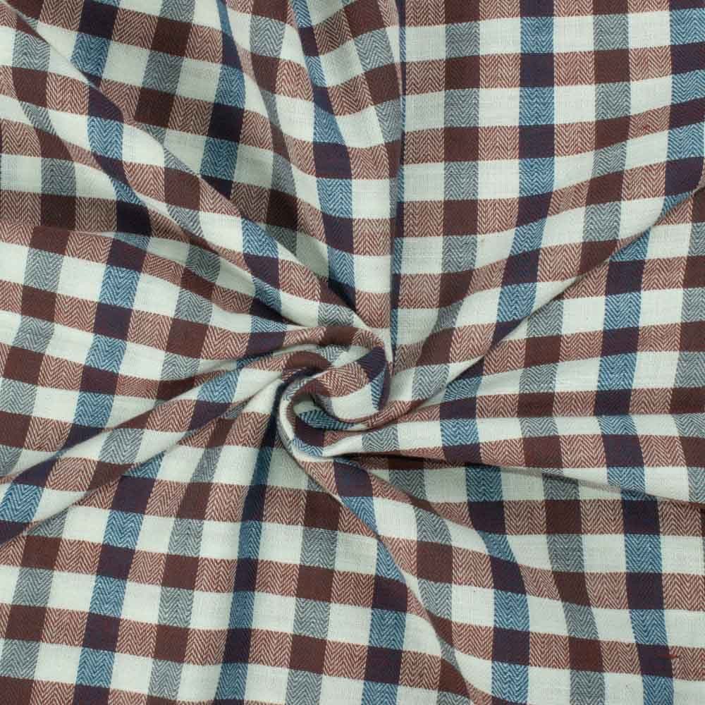 Herringbone Check Multicolor Khadi Cotton 125 GSM Handwoven Fabric 70