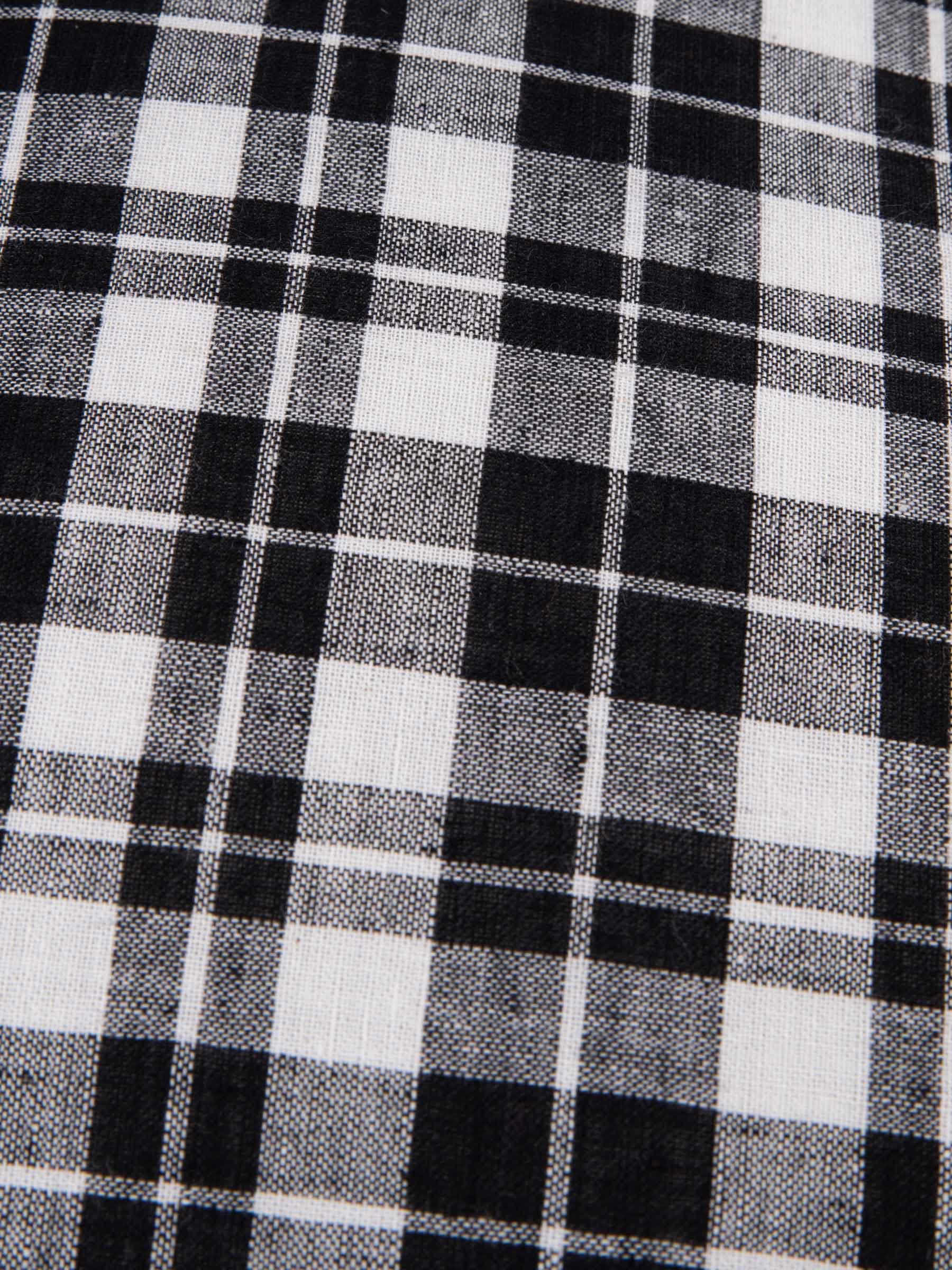 White & Black Checked Square Cushion Cover 