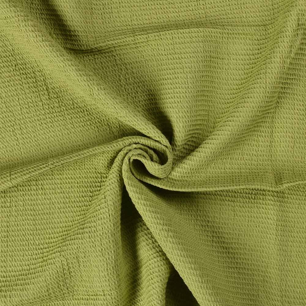 Green Honeycomb Weave Pure Cotton 122 GSM Handwoven Fabric