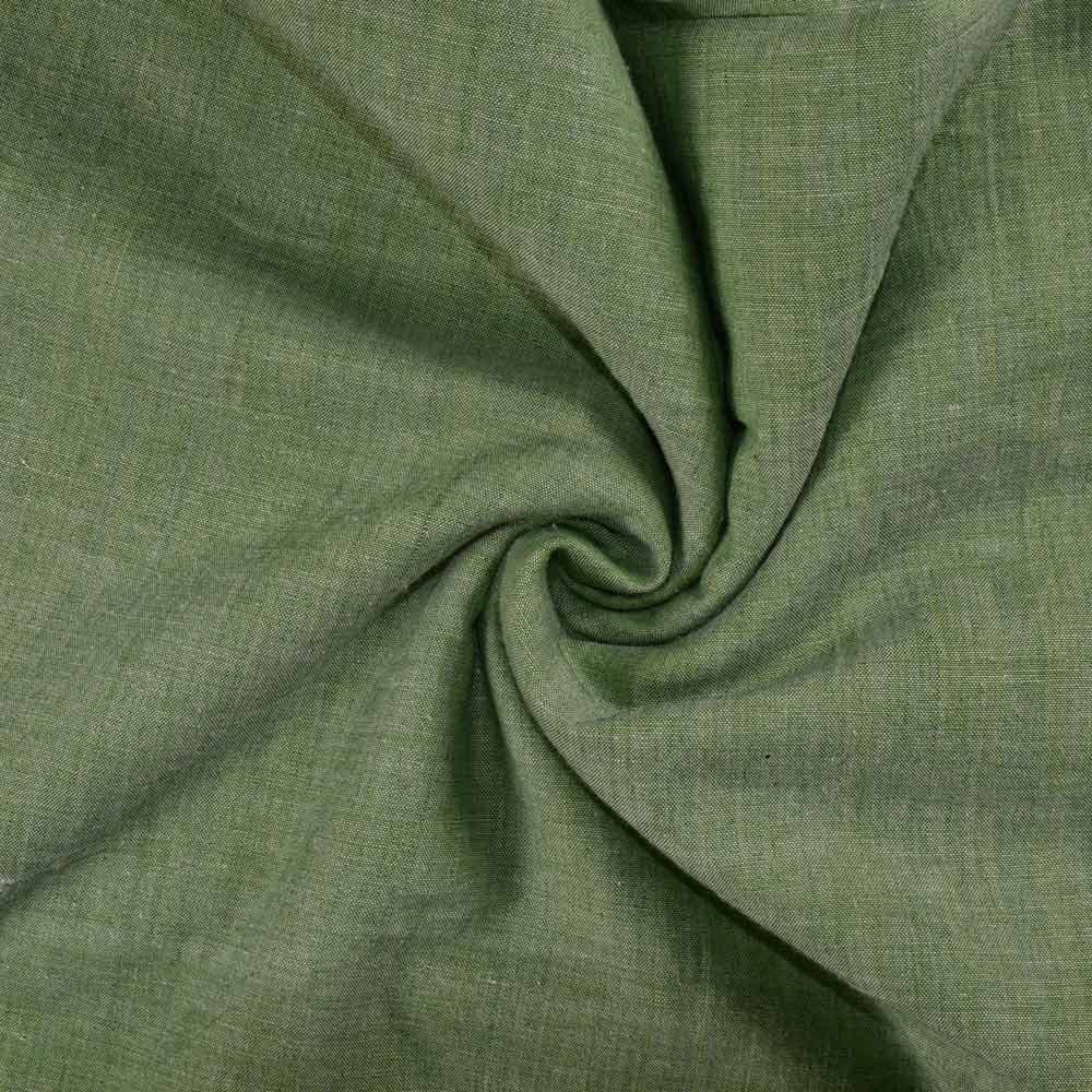 Chambray Light Green Khadi Cotton 105 GSM Handwoven Fabric