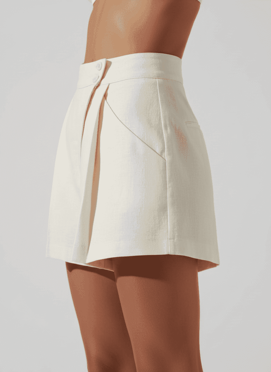 Pleated Asymmetric Shorts