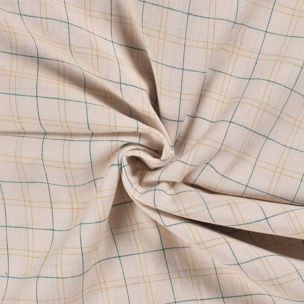 Check Cream Khadi Cotton 96 GSM Handwoven Fabric