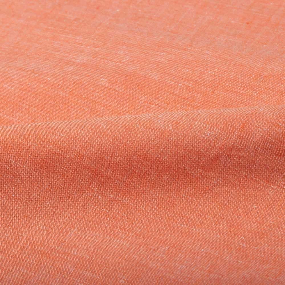 Chambray Orange Khadi Cotton 92 GSM Handwoven Fabric As11