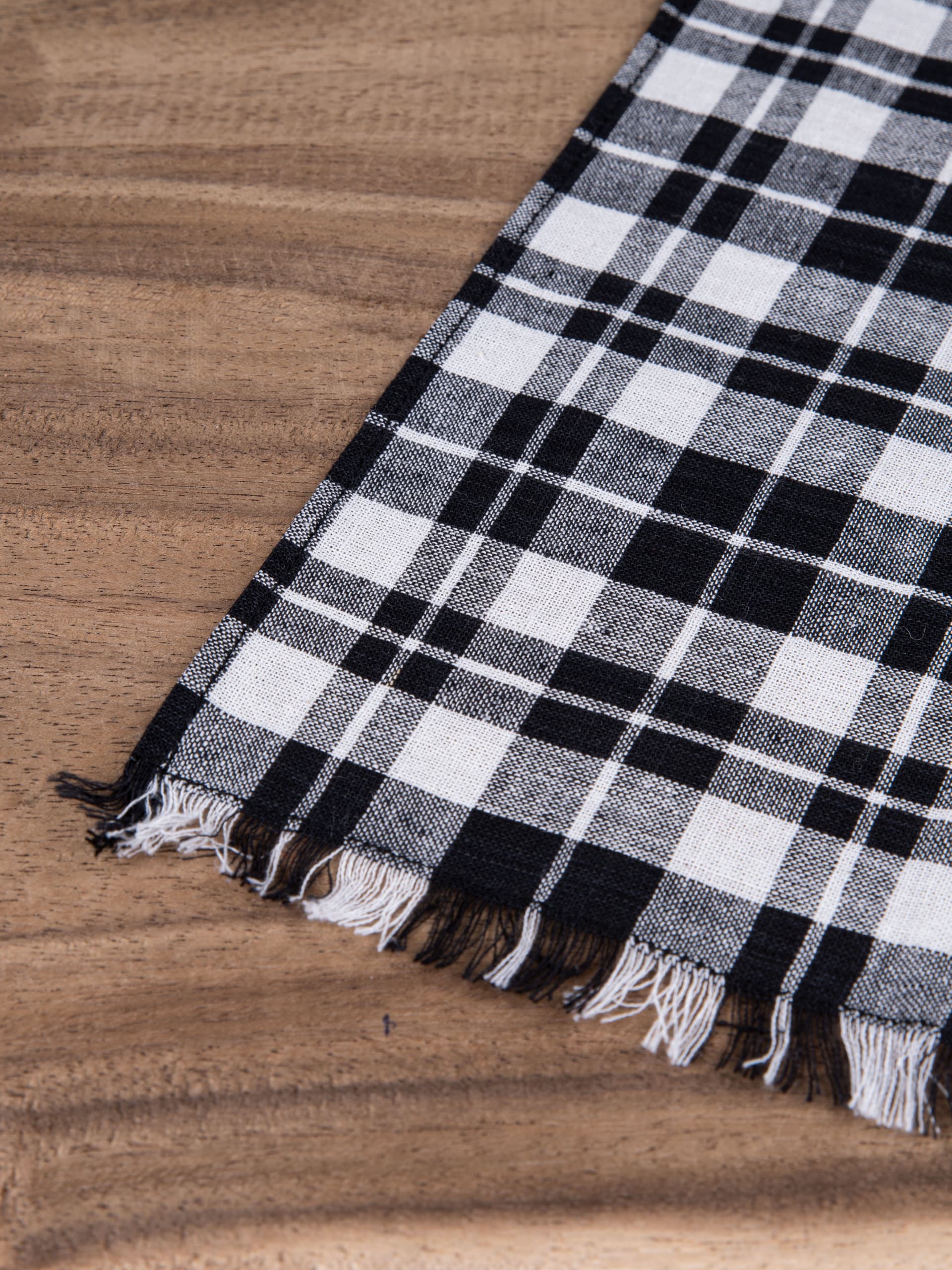 Check Black & White Handwoven Pure Cotton Napkin