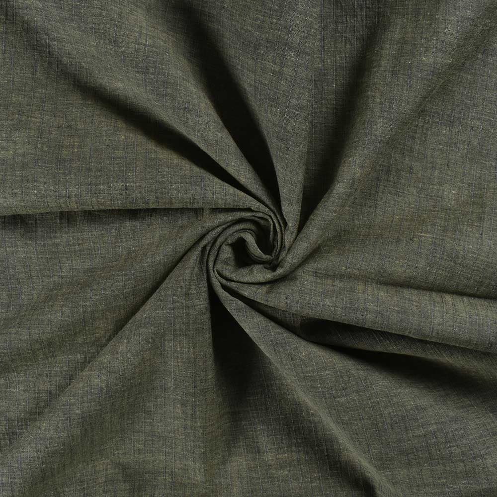 Stripe Olive Green Pure Cotton 74 GSM Handwoven Fabric