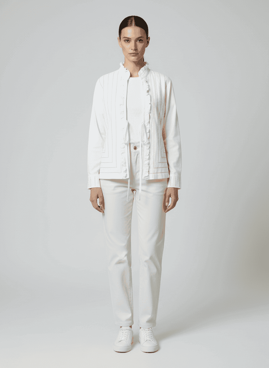 Kantha embroidery frill collar Jacket