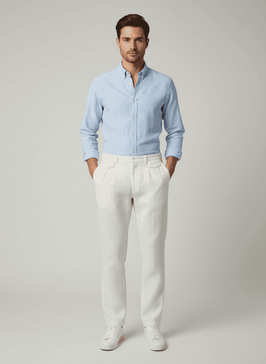 Pleated Trouser With Snap Button Pocket