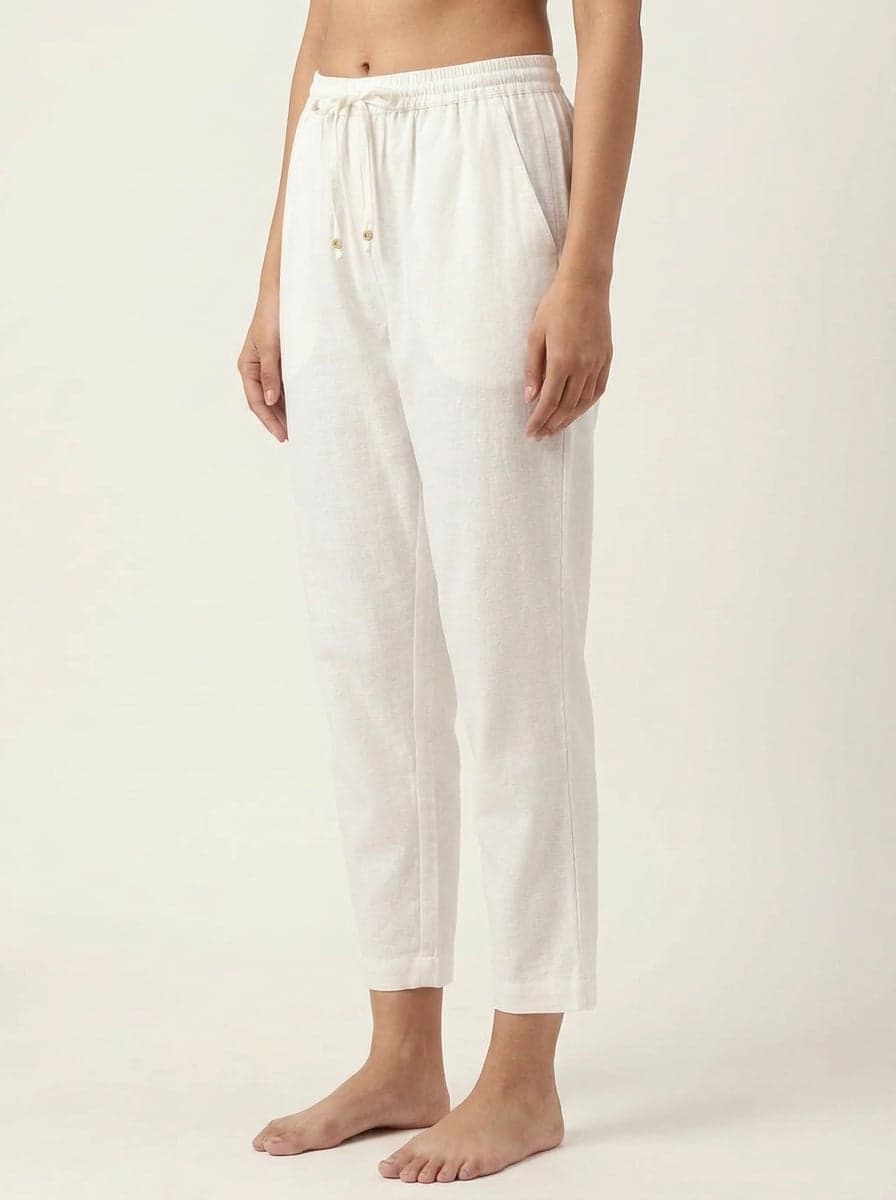 Narrow Fit Ankle Pants With Drawstring