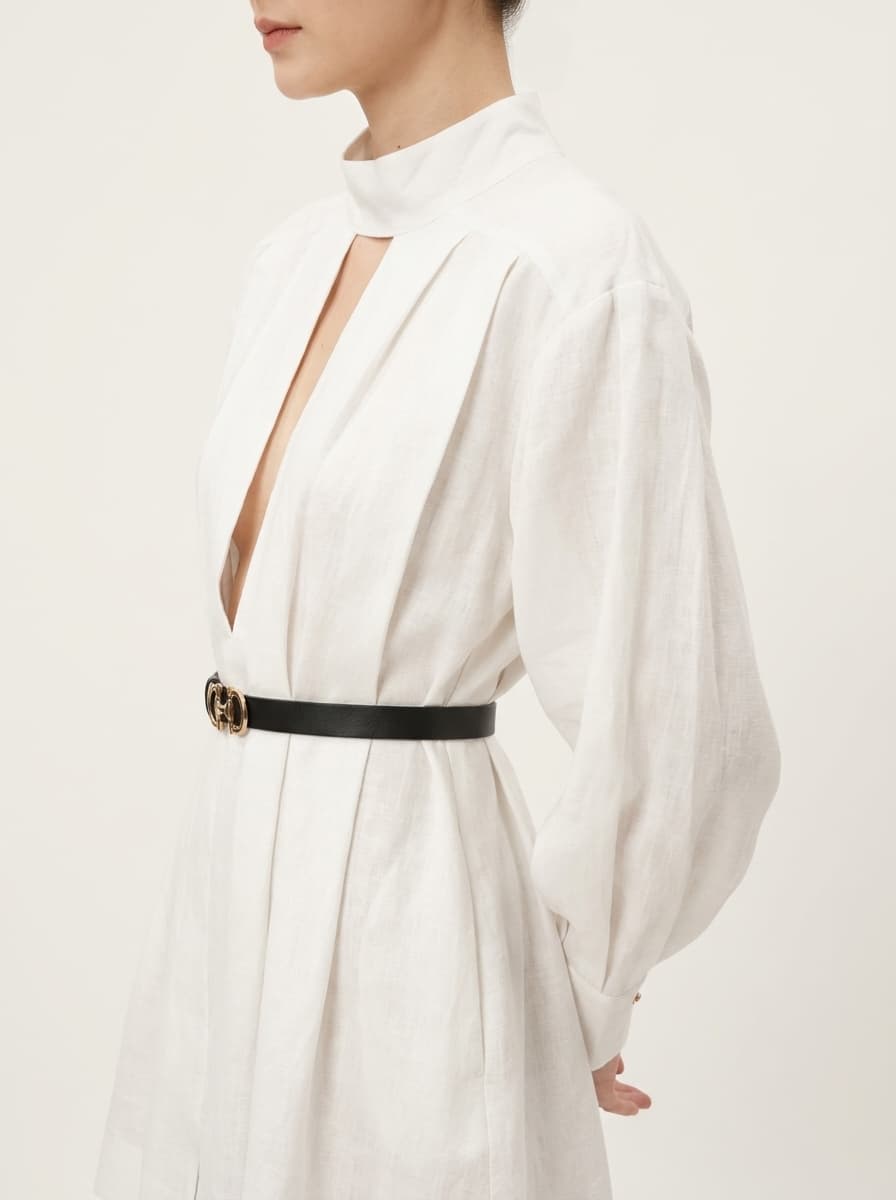 High Neck Cut Out  Pleated Romper With Full Sleeves