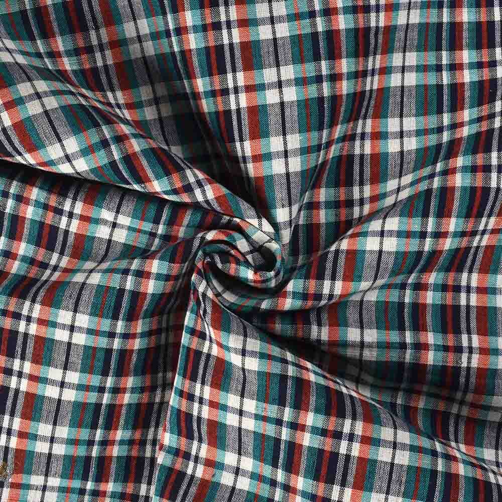 Check Multicolor Cotton Linen And Khadi 105 GSM Handwoven Fabric 12