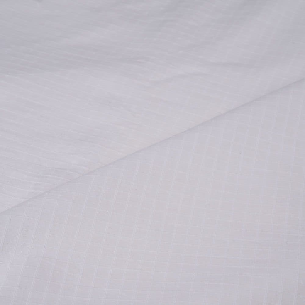 White Check Cotton 98 GSM Fabric - Bleached White & Dyeable