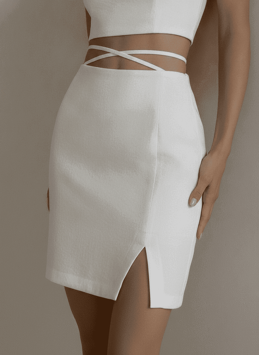 High Waist Criss Cross Waist Band Skirt