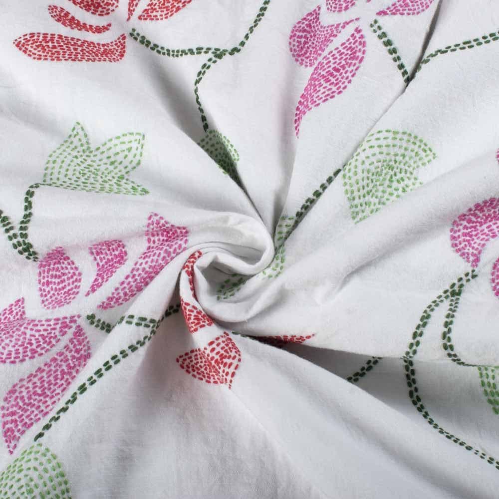 Plain White Floral Khadi 158 GSM Kantha Fabric