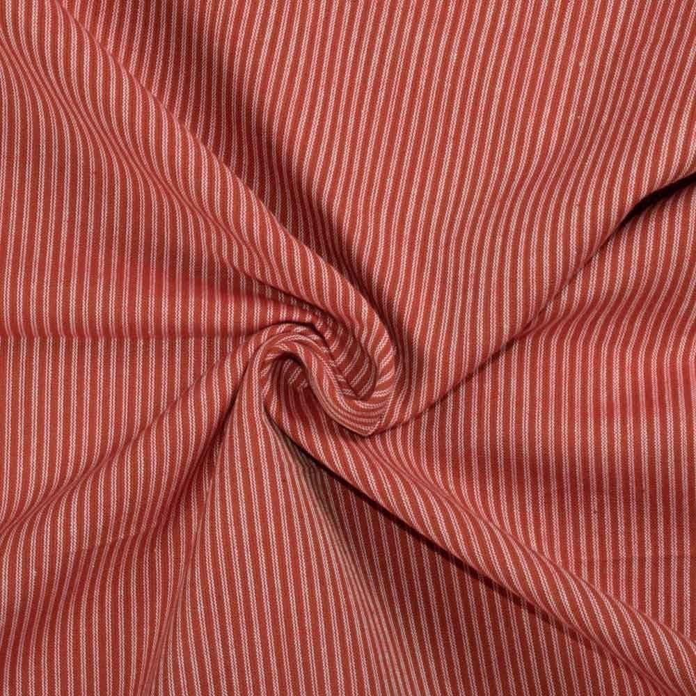 Stripe Brown Red Pure Cotton 95 GSM Handwoven Fabric