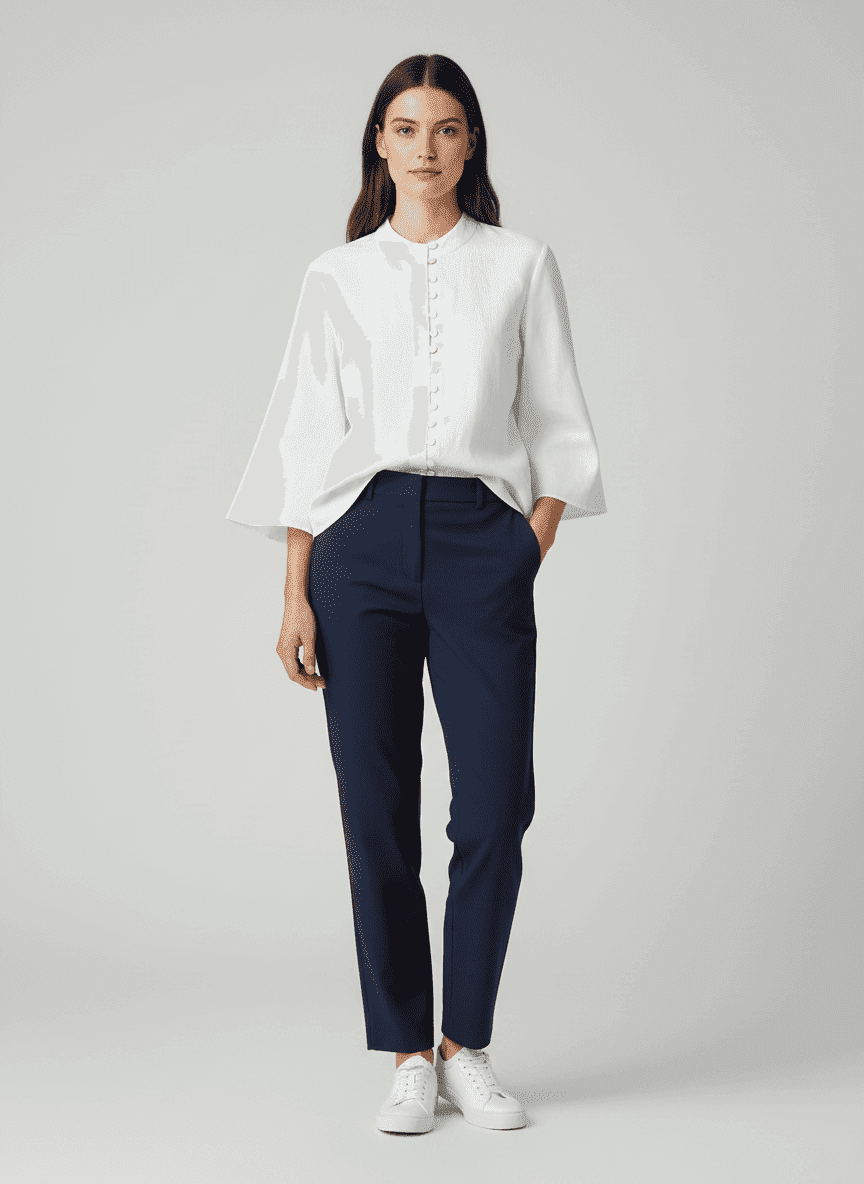 Mandarin Collar Top with Multi Colour Loop 