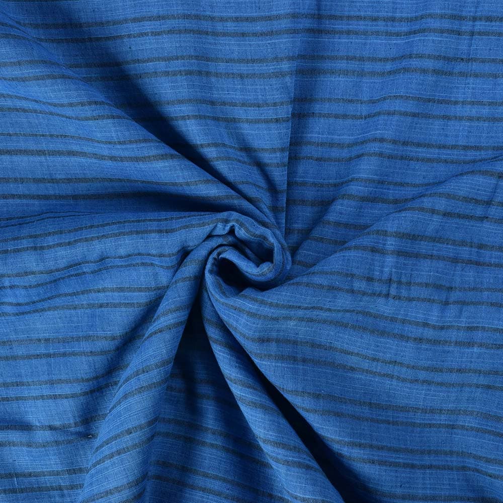 Stripe Blue Black Khadi Cotton 65 GSM Handwoven Fabric 335