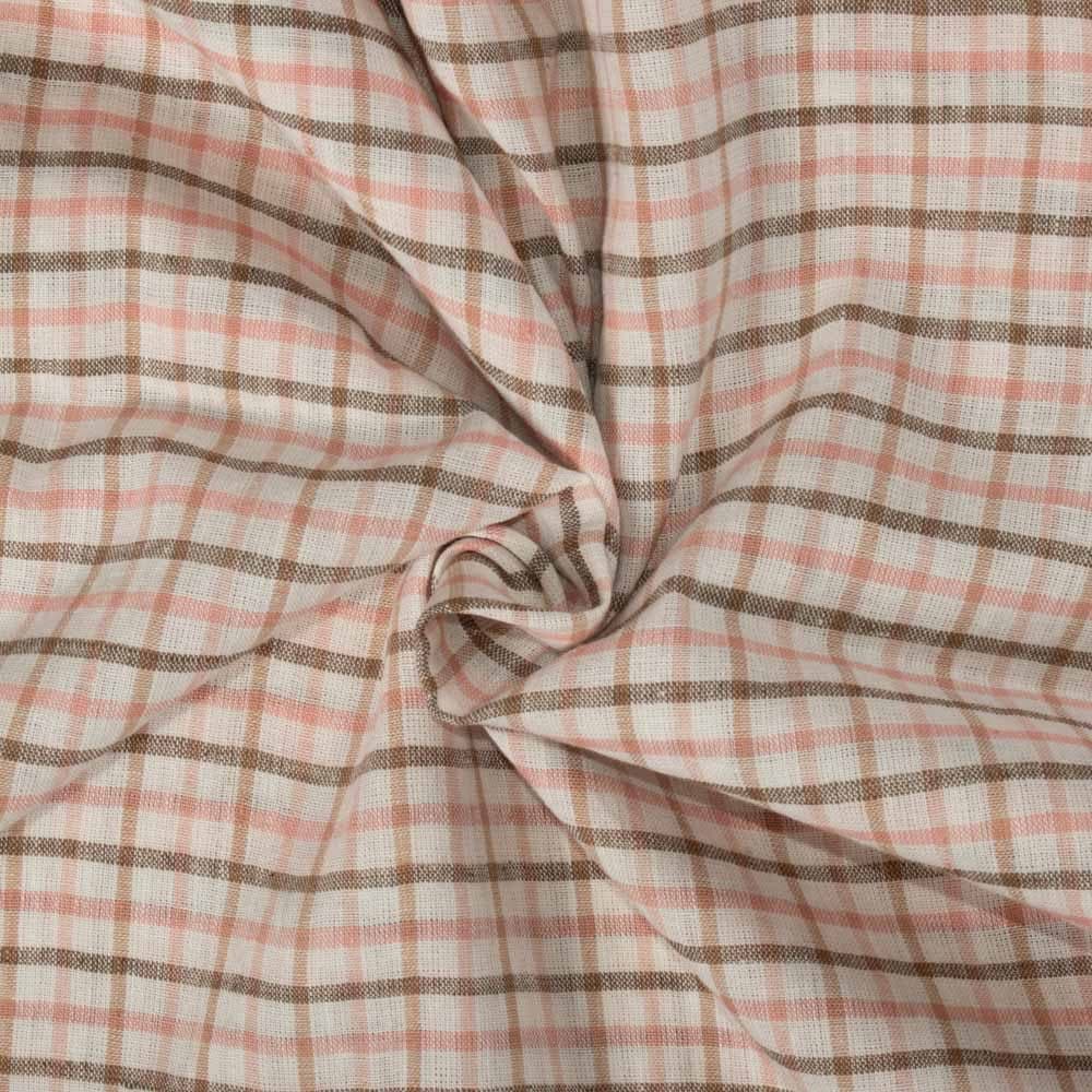 Check Multicolor Linen Cotton 130 GSM Handwoven Fabric 20