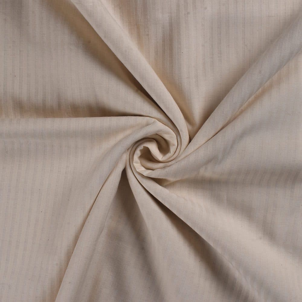 Stripe Cream Cotton & Mulberry Silk Blend 68 GSM Handwoven Fabric