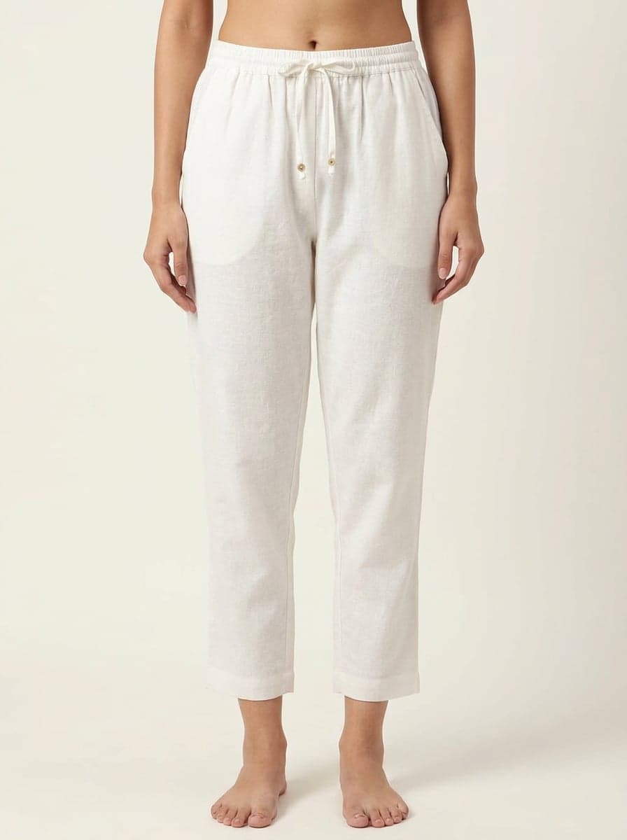 Narrow Fit Ankle Pants With Drawstring