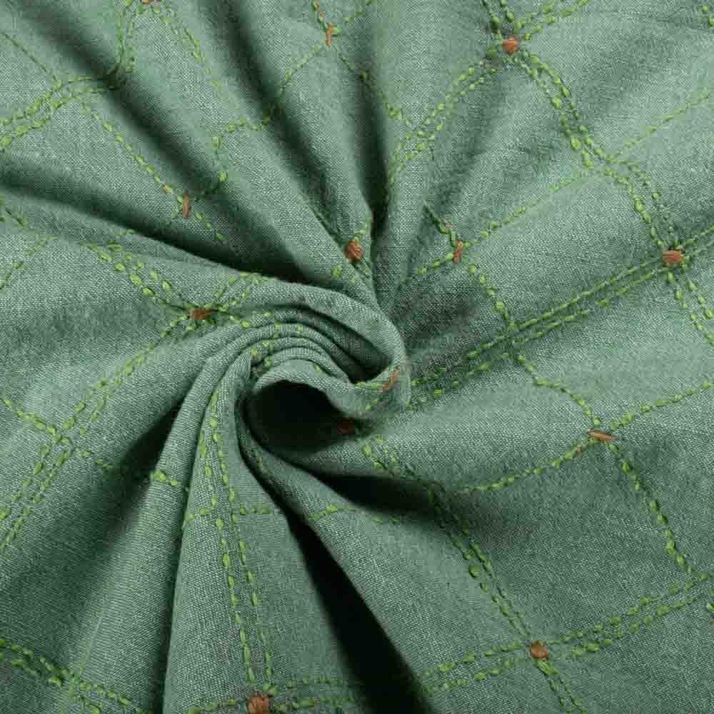 Plain Green Crosswind Pure Cotton 140 GSM Kantha Fabric