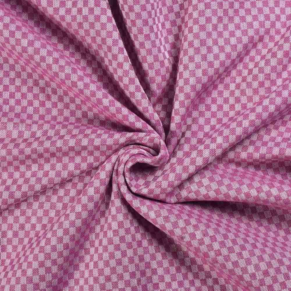 Check Pink & White Twill Pure Cotton 100 GSM Handwoven Fabric