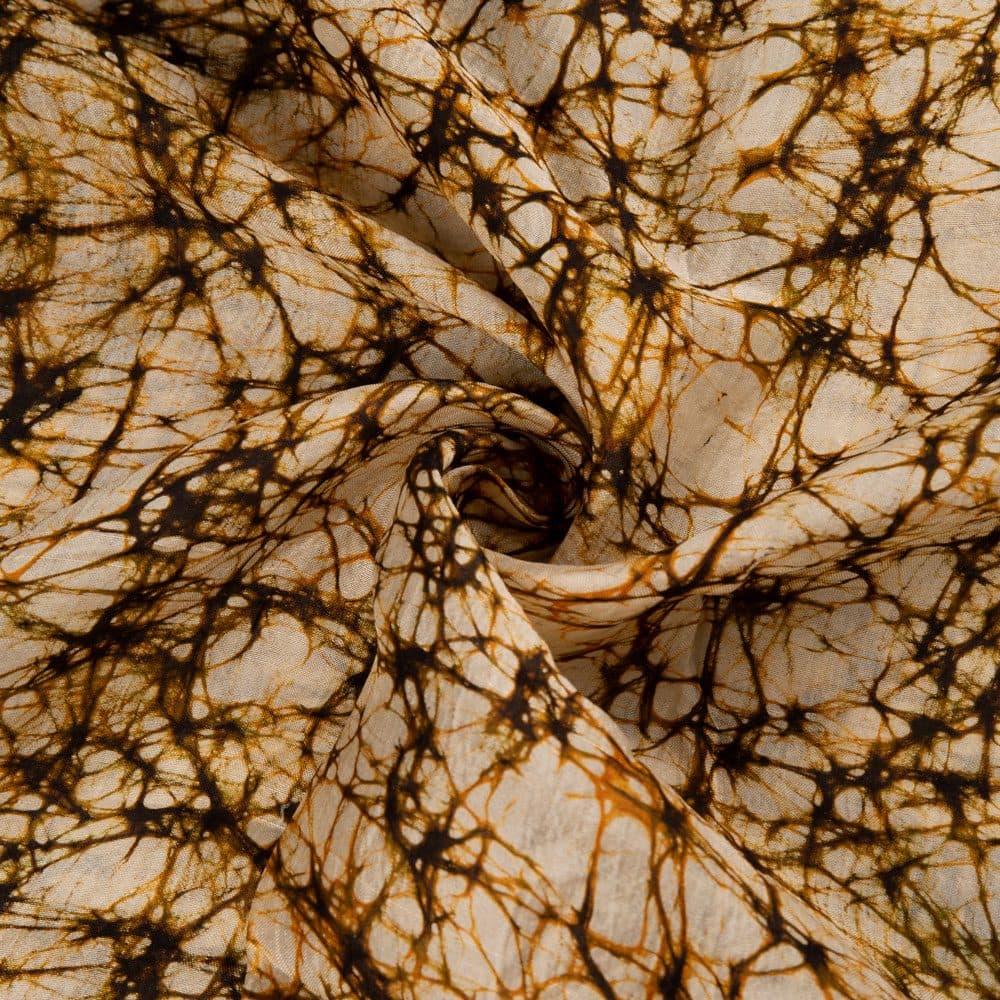 Abstract Brown Yellow Batik Mulberry Silk 40 GSM Fabric 10