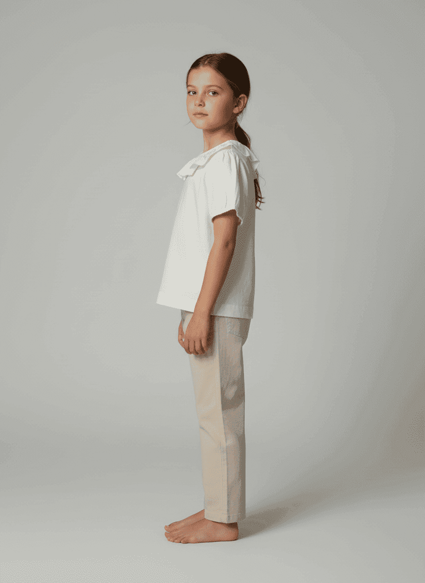Kids Top With Mandarin Collar- Center Back Button