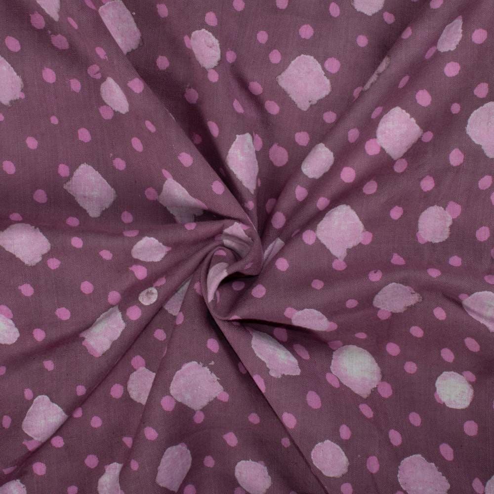 Natural Lac Dyed With Natural Pink White Block Print 103 GSM Pure Organic Khadi Handwoven fabric 80