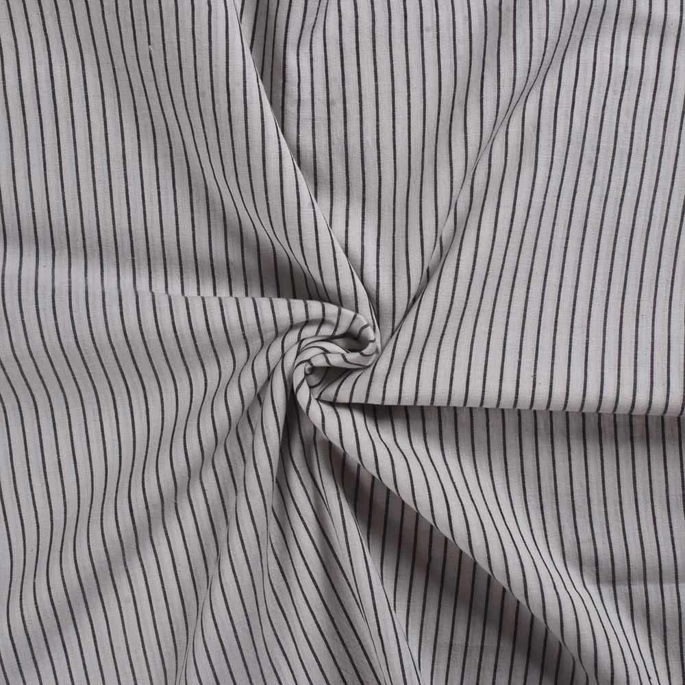Pinstripe Black & White Pure Cotton 85 GSM Handwoven Fabric L