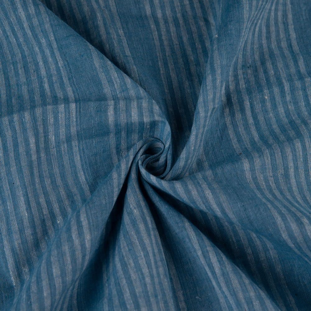 Stripe Blue Pure Cotton 62 GSM Handwoven Fabric