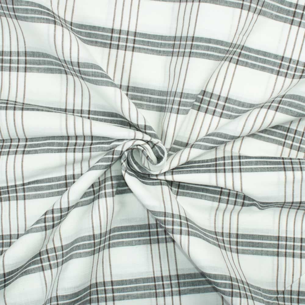 Check White Blue and Black Pure Cotton 105 GSM Handwoven Fabric