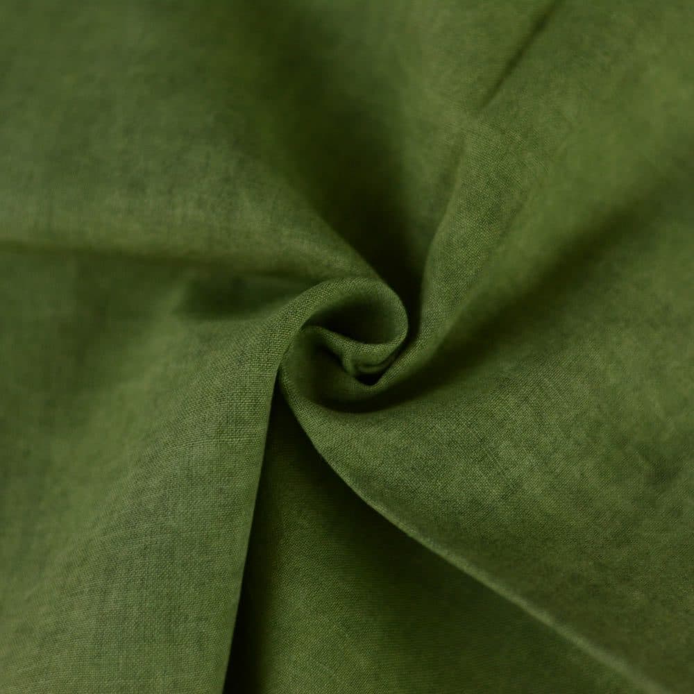 Plain Dark Green Natural Mulberry Marigold Palash & Mallotus Dyed 115 GSM Cotton Fabric