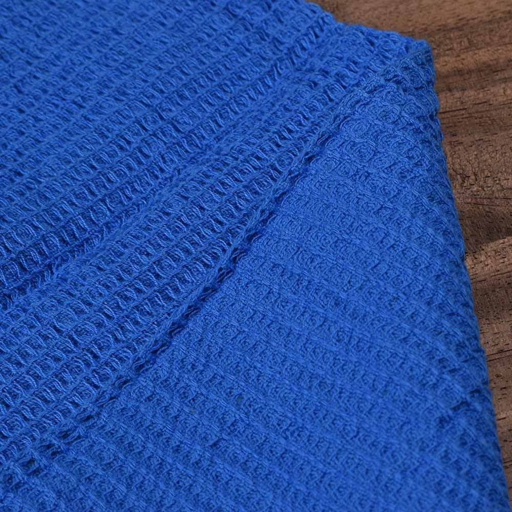BLUE HONEYCOMB WEAVE PURE COTTON 122 GSM HANDWOVEN FABRIC