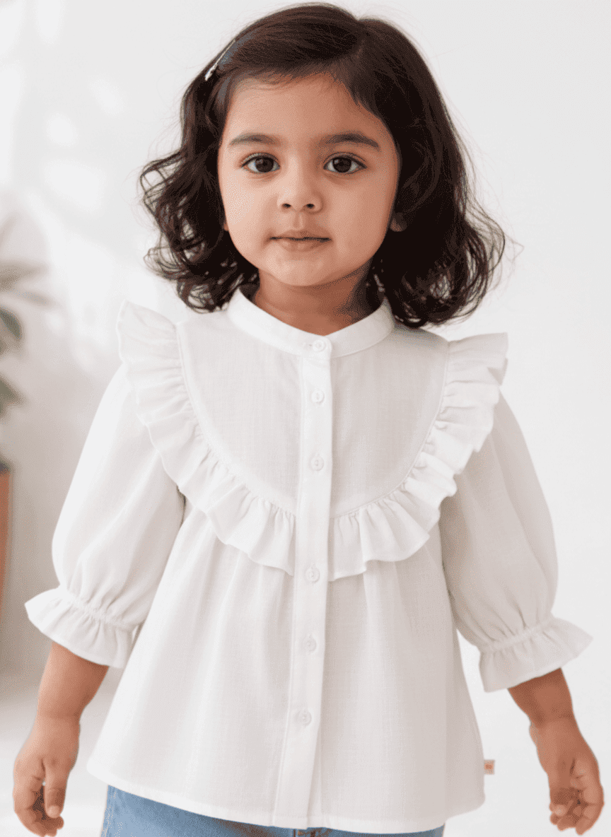 Gathered Shoulder Girl's Top