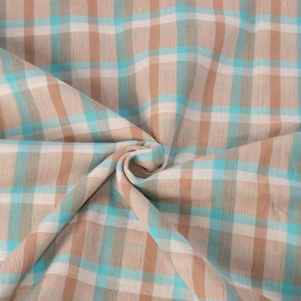 Check Multicolor Pure Cotton 100 GSM Handwoven Fabric 605