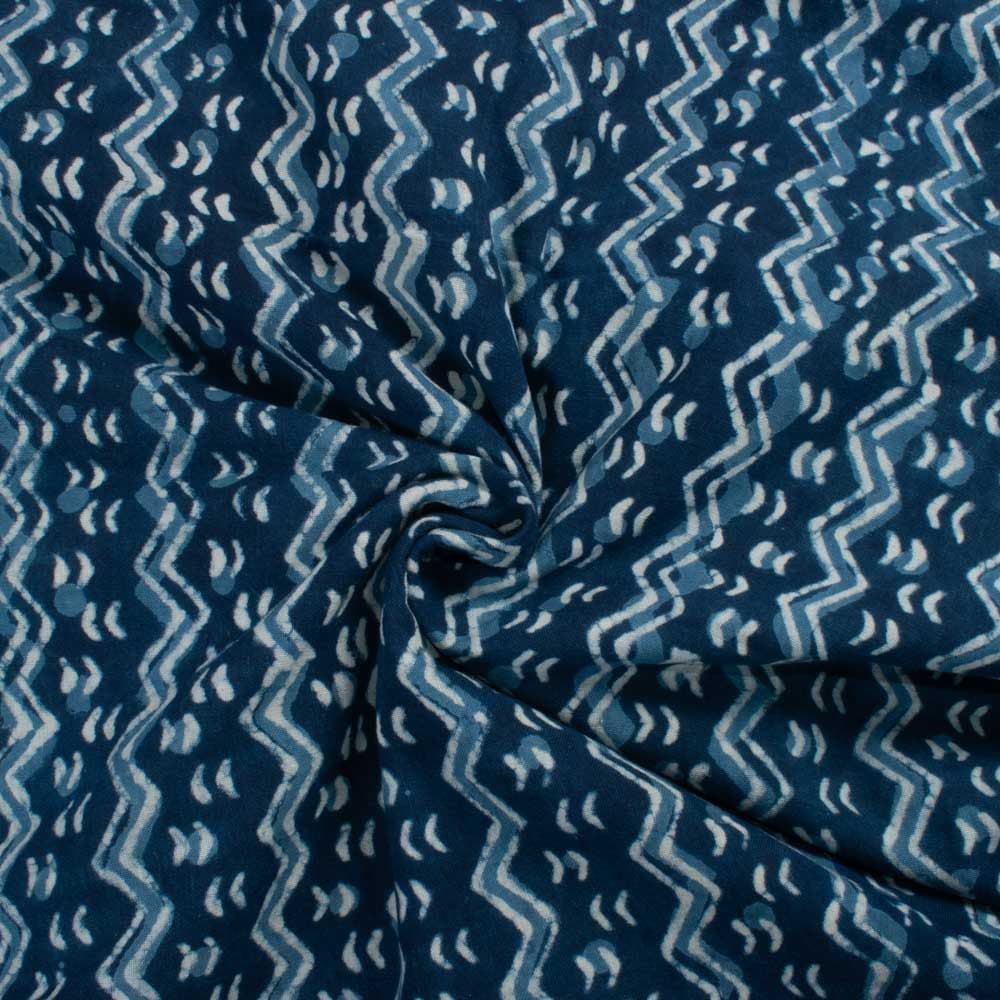 Natural Indigo Blue Block Ajrakh Print Pure Khadi Natural Dye 107 GSM fabric 74
