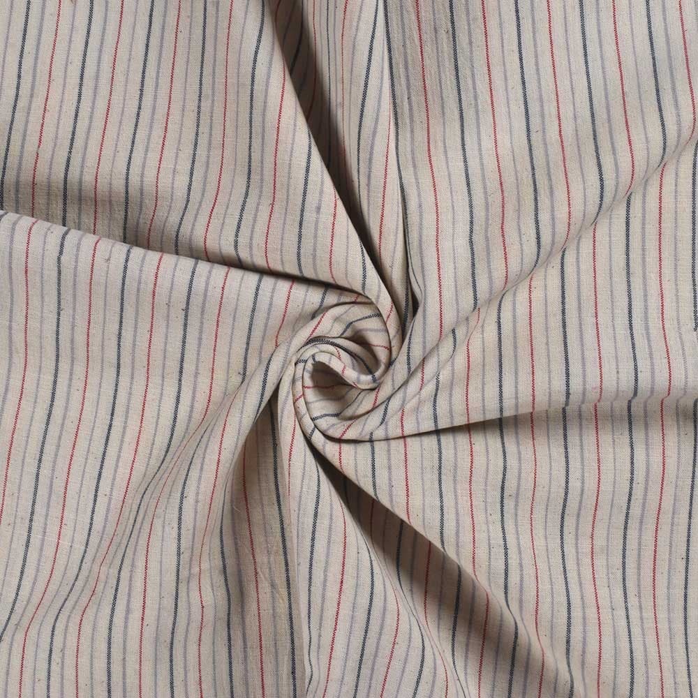 Pinstripe Cream Pure Cotton 105 GSM Handwoven Fabric