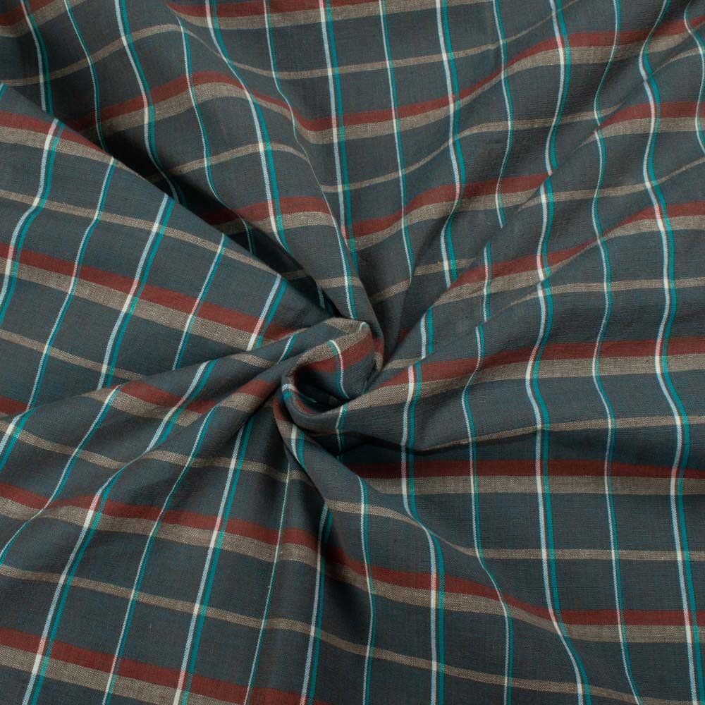 Check Multicolor Pure Cotton 100 GSM Handwoven Fabric 625