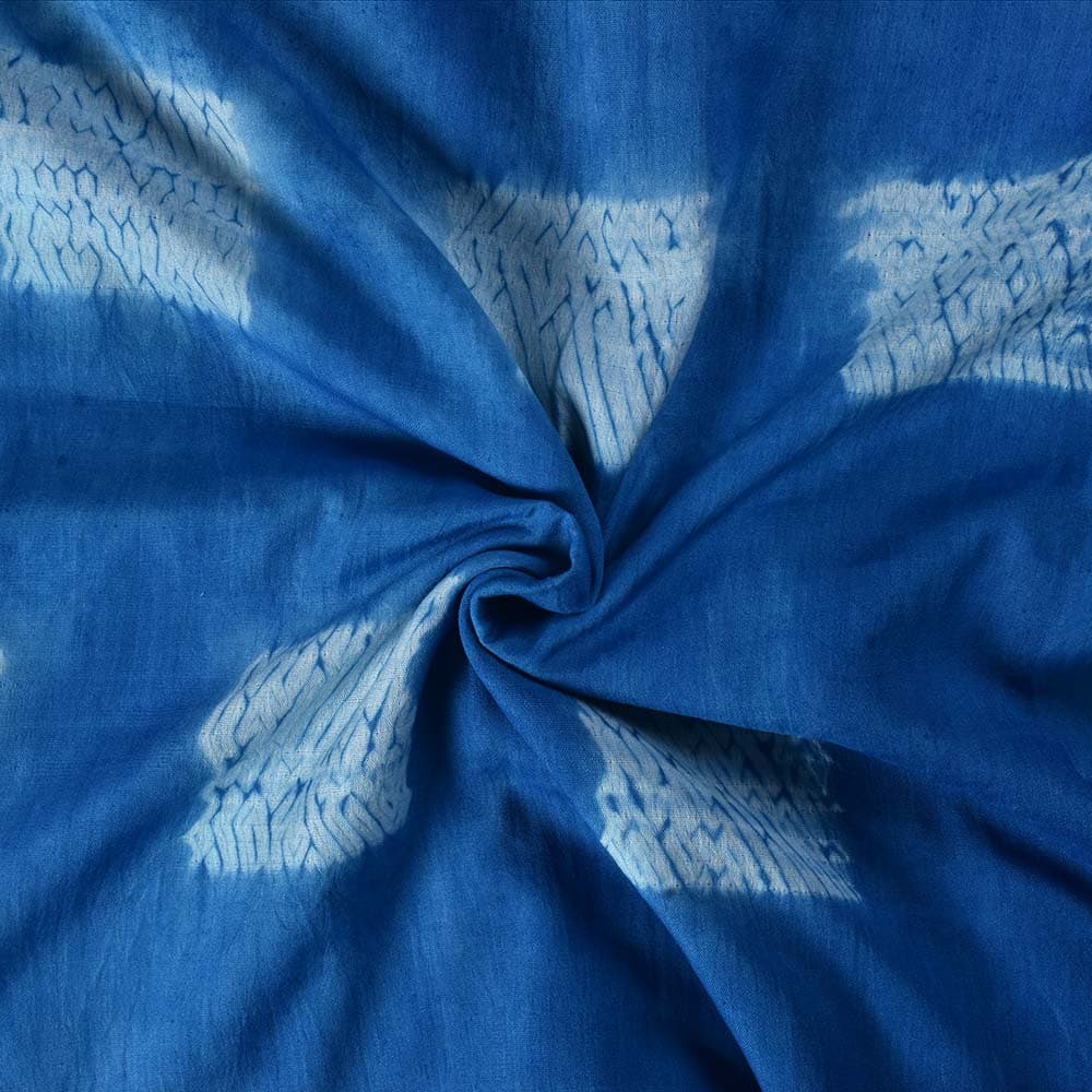 Abstract Blue Shibori 90 GSM Mercerised Cotton Fabric