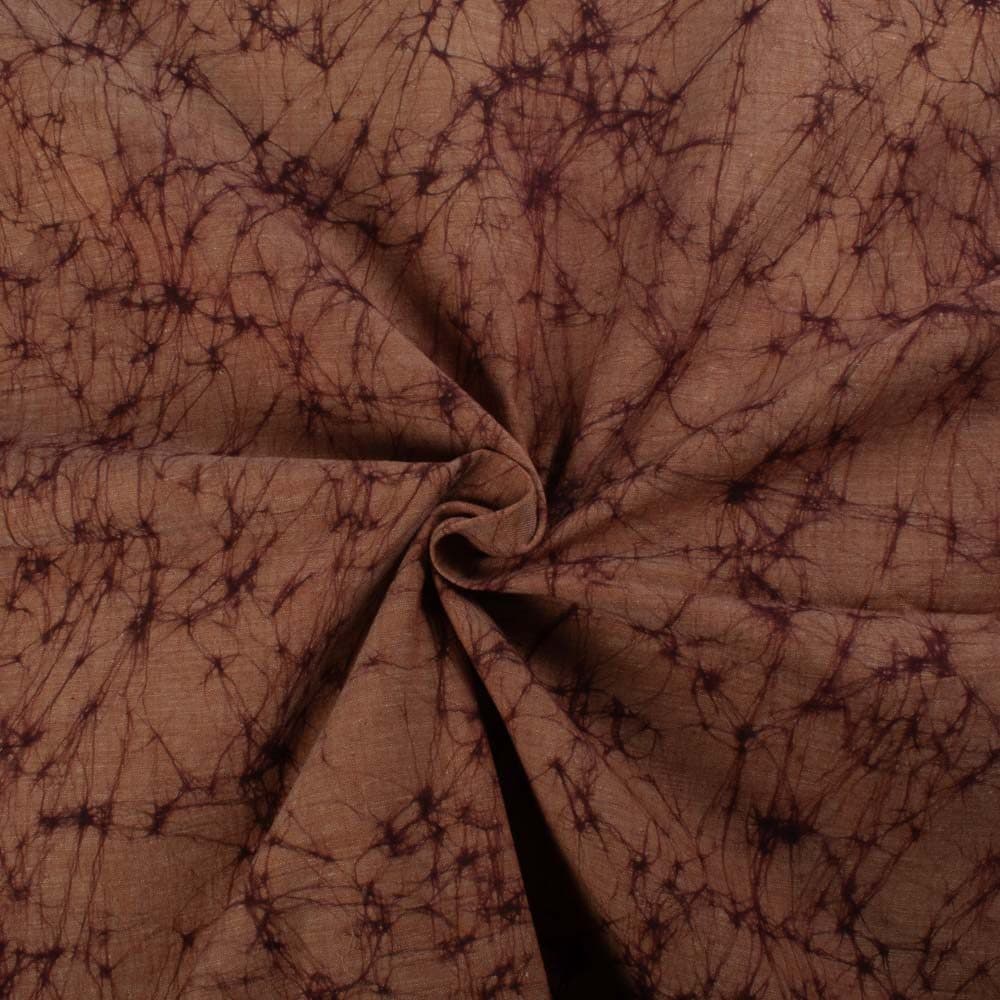 Abstract Brown Batik Printed Khadi Cotton 92 GSM Handwoven Fabric 26