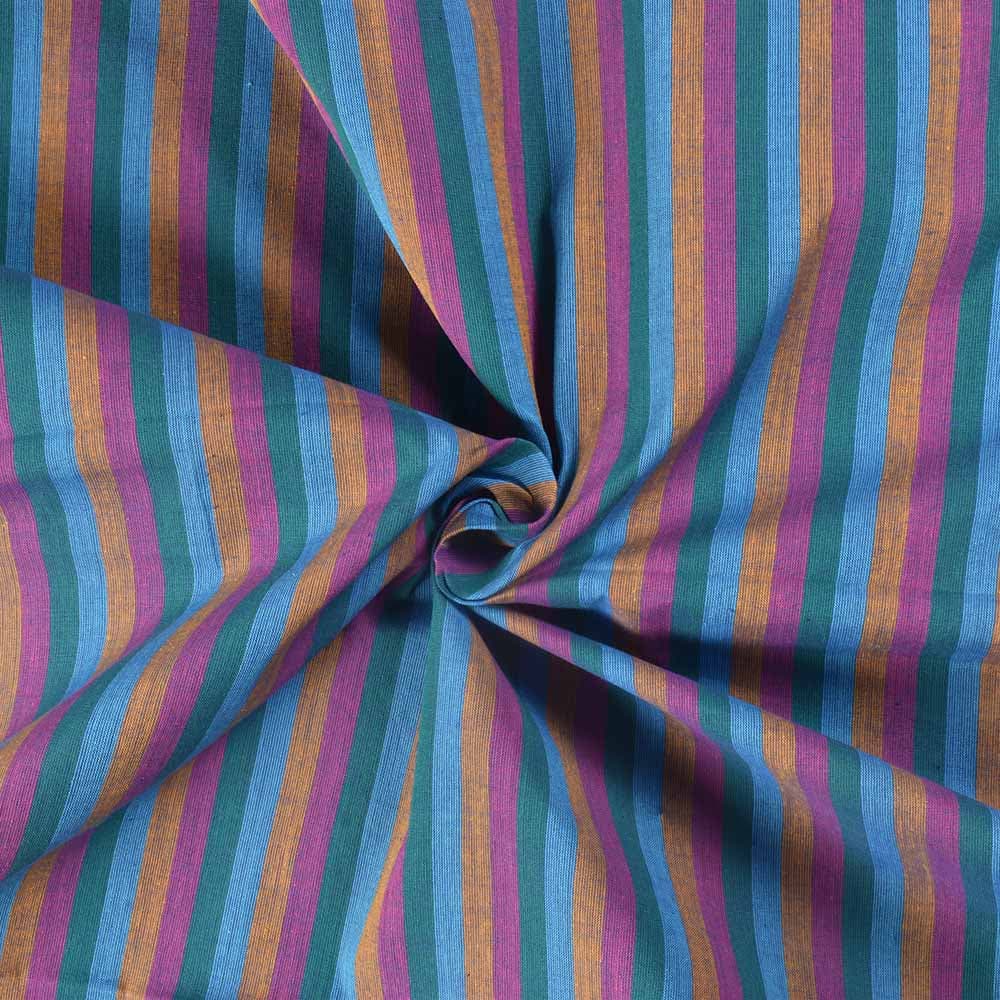 Stripe Multi Color Pure Cotton 80 GSM Handwoven Fabric 248
