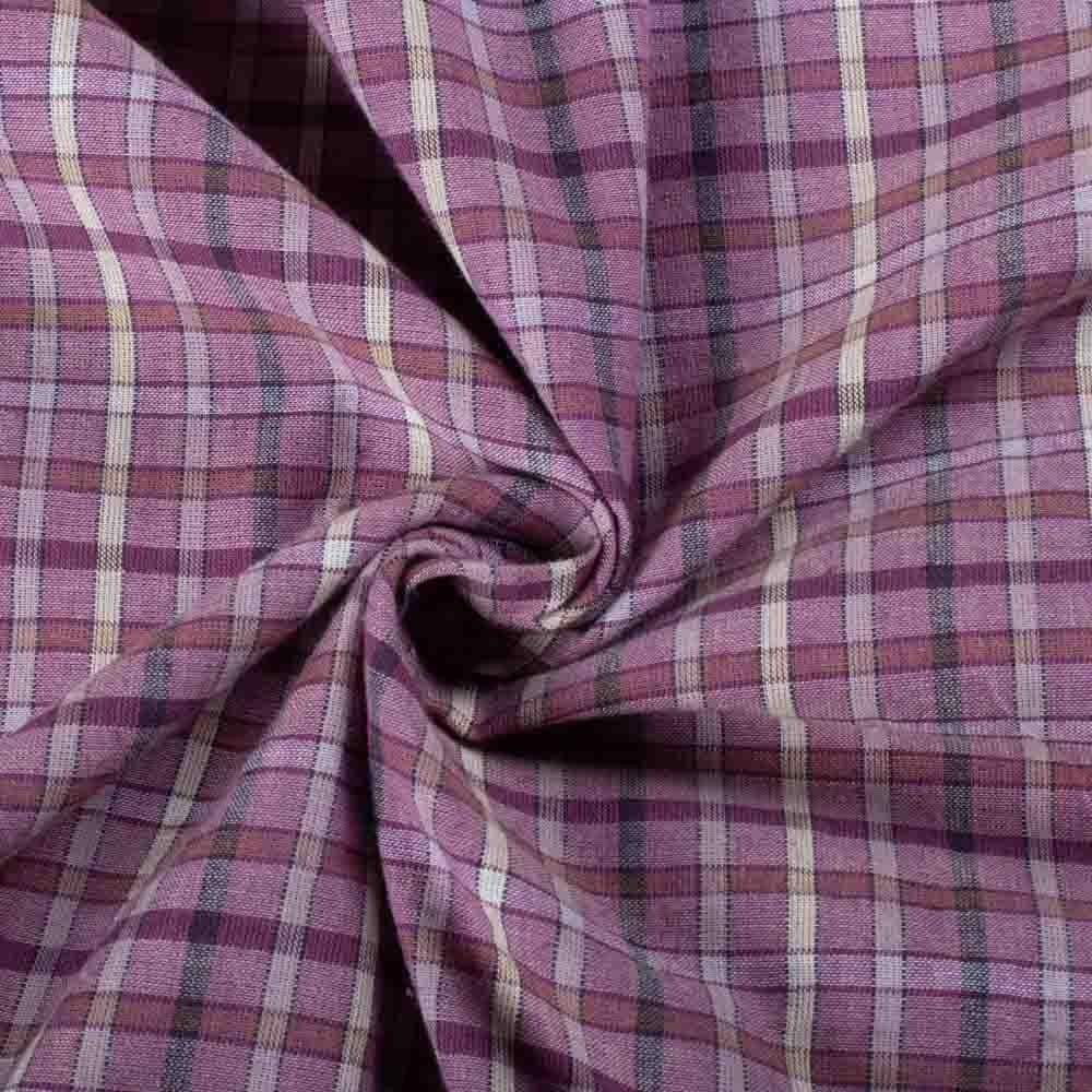 Check Multicolor 85 GSM Khadi Handwoven Fabric 944
