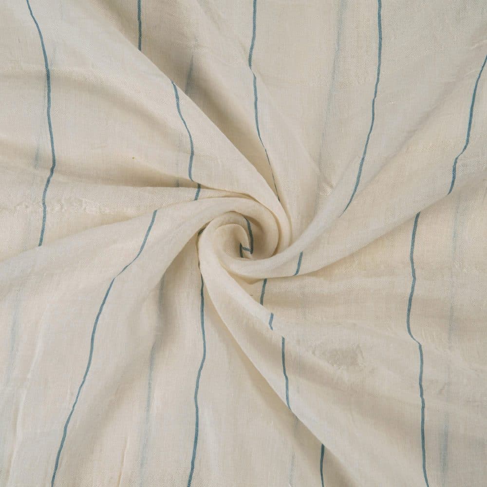 Pinstripe Off White Cotton & Mulberry Silk Blend 42 GSM Handwoven Fabric