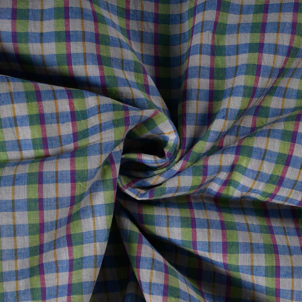 Check Multi Color Pure Cotton 60 GSM Handwoven Fabric 352