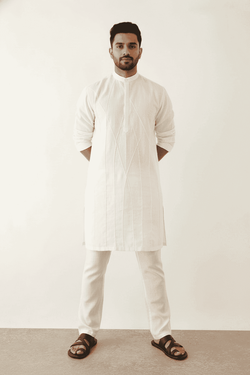 Pintuck Pattern Men's Kurta