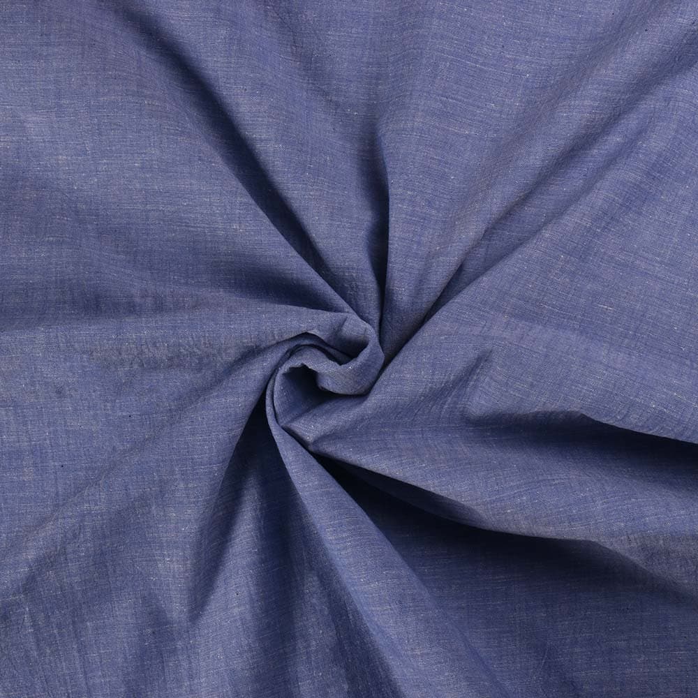 Chambray Blue Khadi Cotton 92 GSM Handwoven Fabric As23