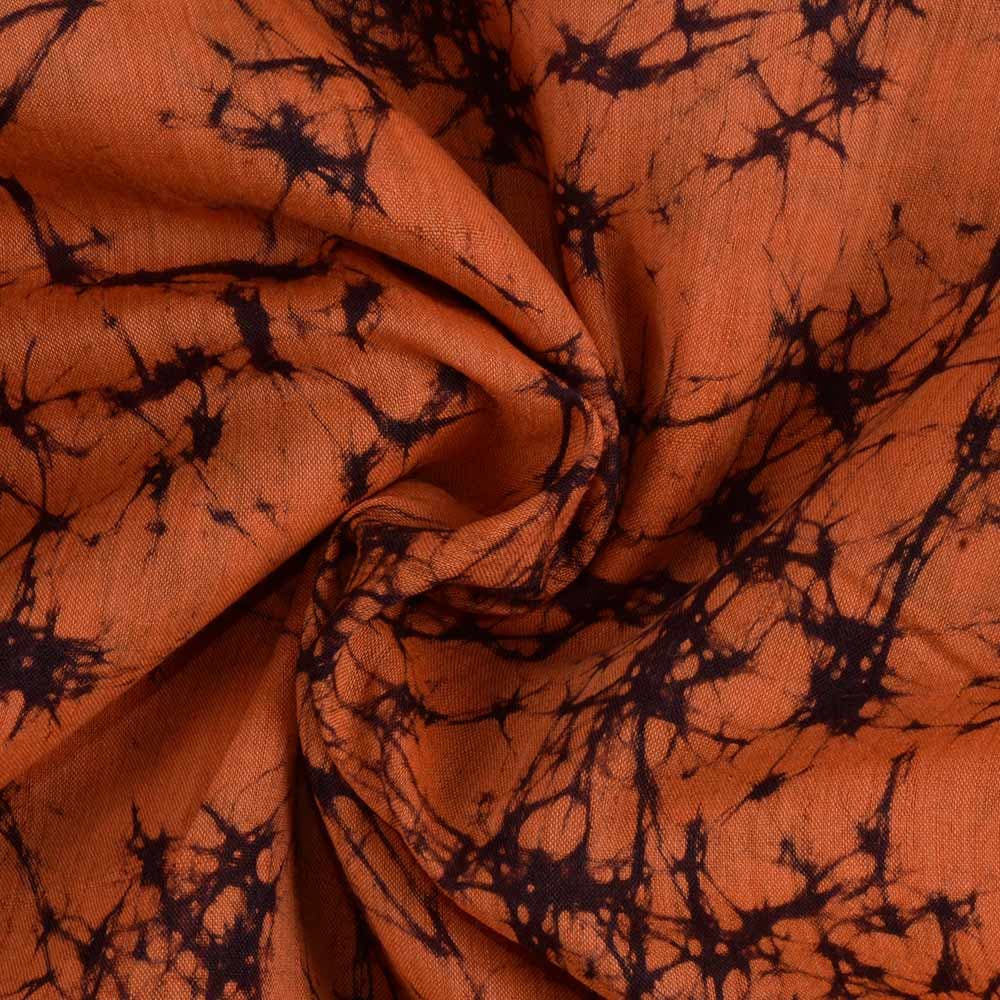 Abstract Orange Batik Cotton Mulberry Silk Blend 40 GSM Fabric