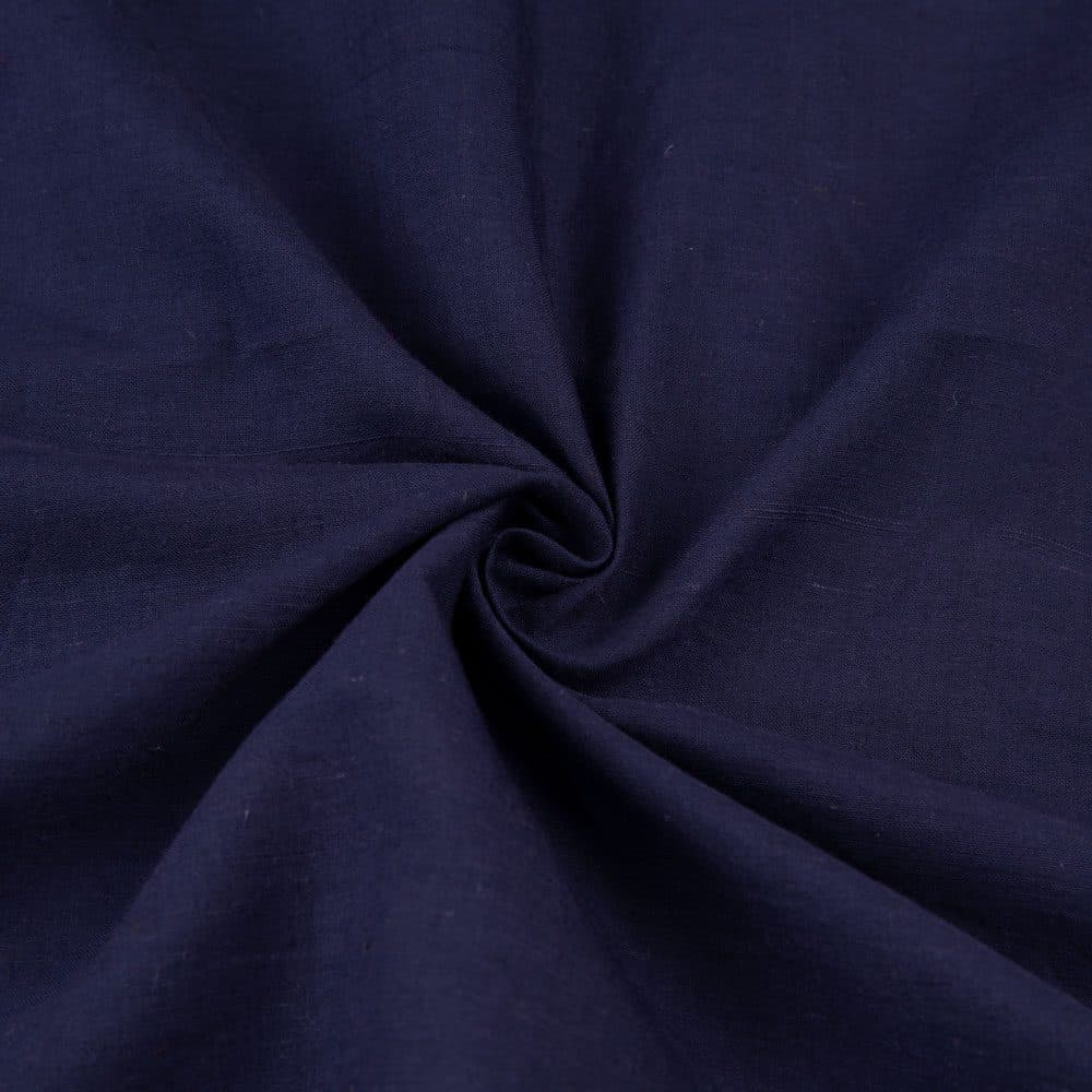 Plain Dark Blue Khadi Cotton 65 GSM Handwoven Fabric