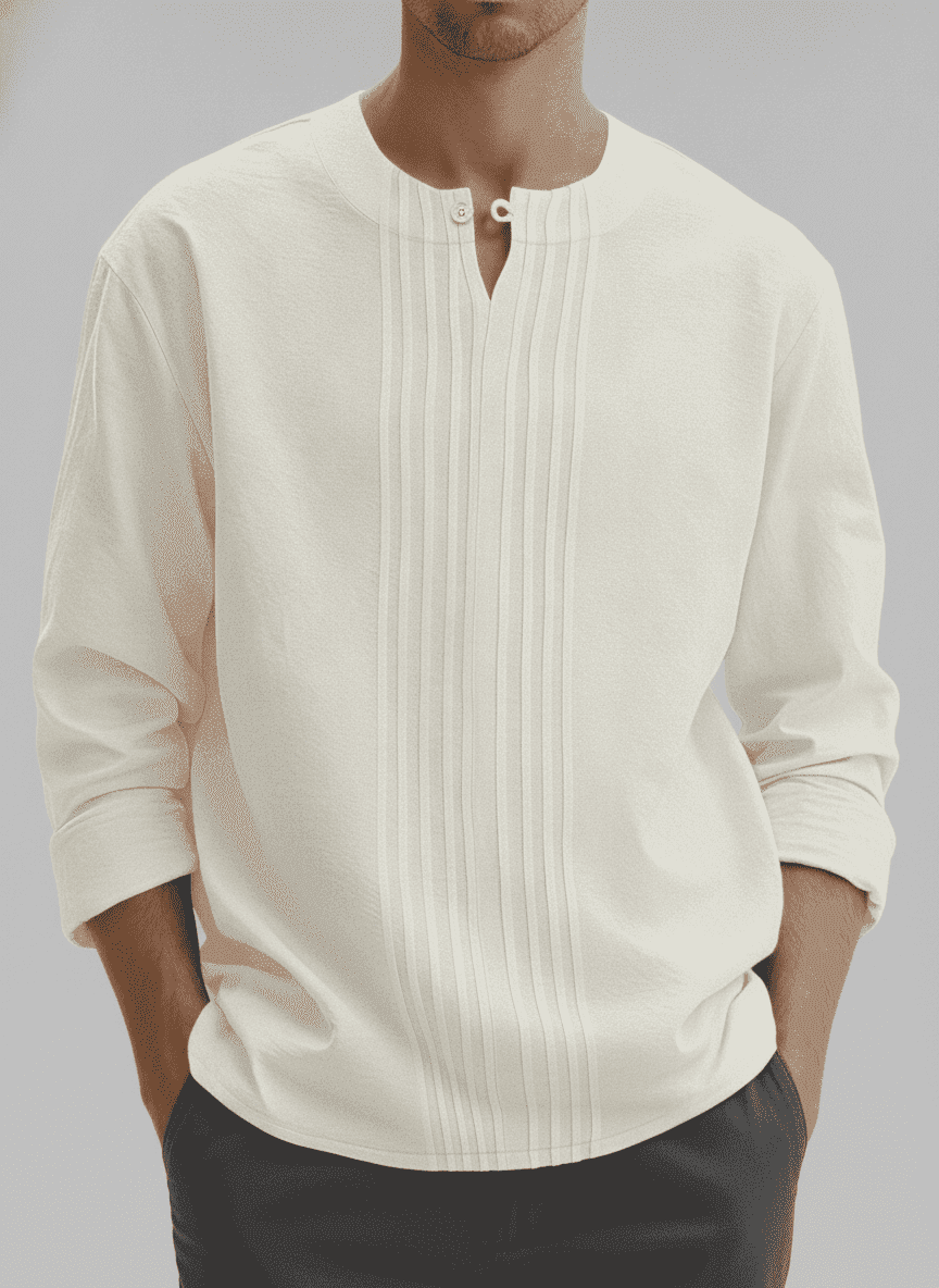 Straight Symmetric Tucks With One Loop Button Shirt